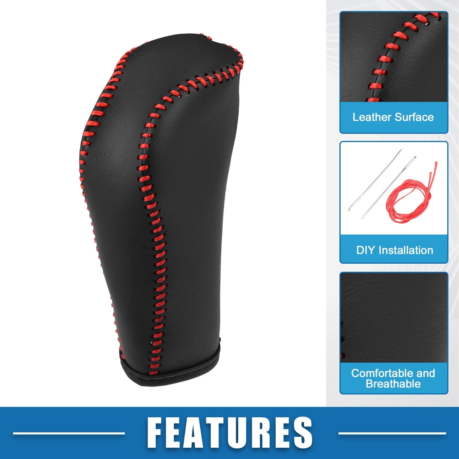 Gear Shift Lever Cover for Honda Fit (2014–2018) Red Stitches