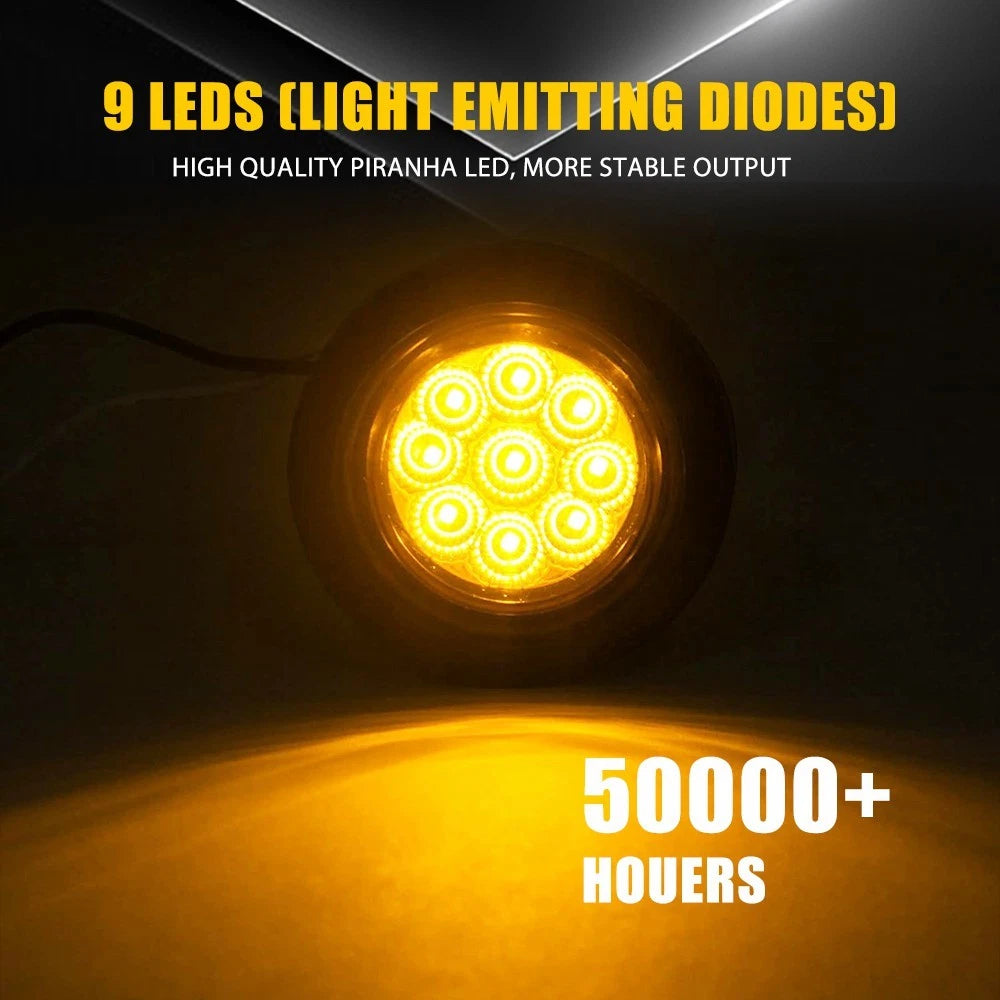 5x 2 Inch DOT Round Amber LED Side Marker Lights for Truck