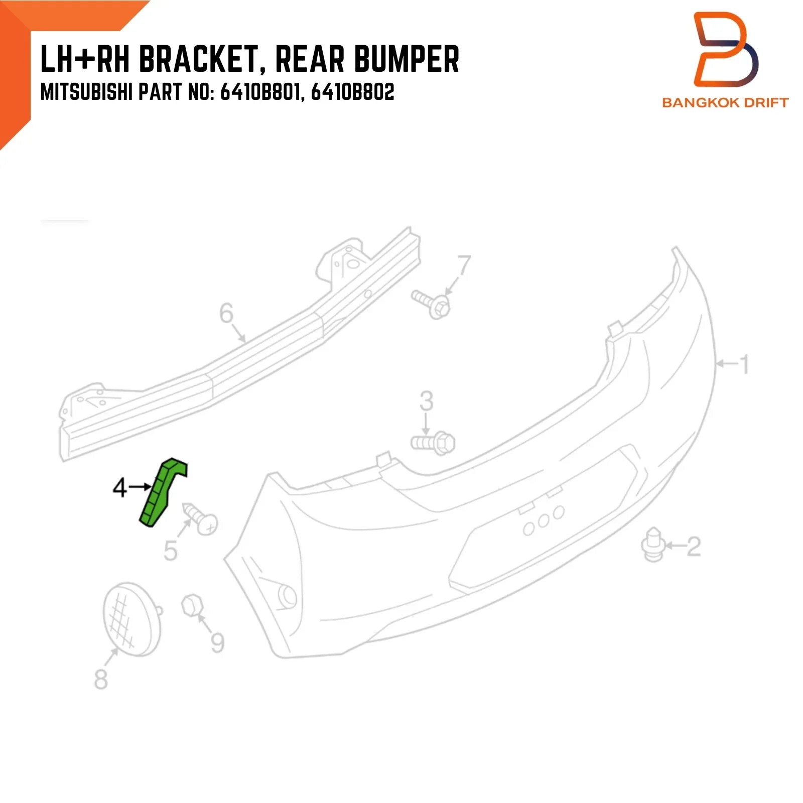 Rear Bumper Bracket Retainer for Mitsubishi Mirage Space Star (2013-2019)