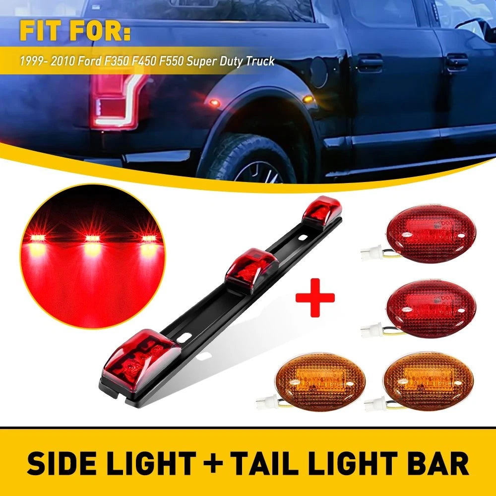 Red & Amber LED Bed Side Fender Lights for Ford F350 SD (1999–2010)