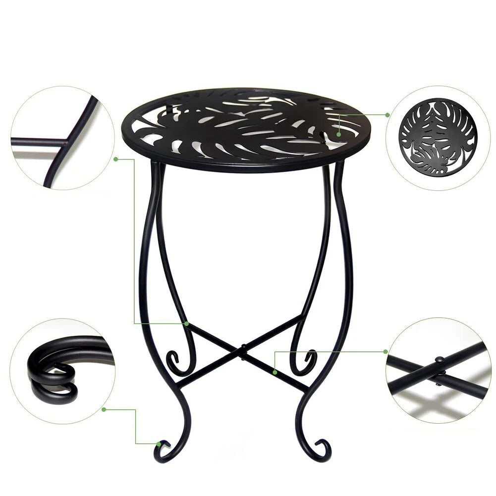 Set of 2 Elegant Metal Side Tables for Outdoor Decor (8 Inch Round)
