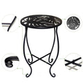 Set of 2 Elegant Metal Side Tables for Outdoor Decor (8 Inch Round)