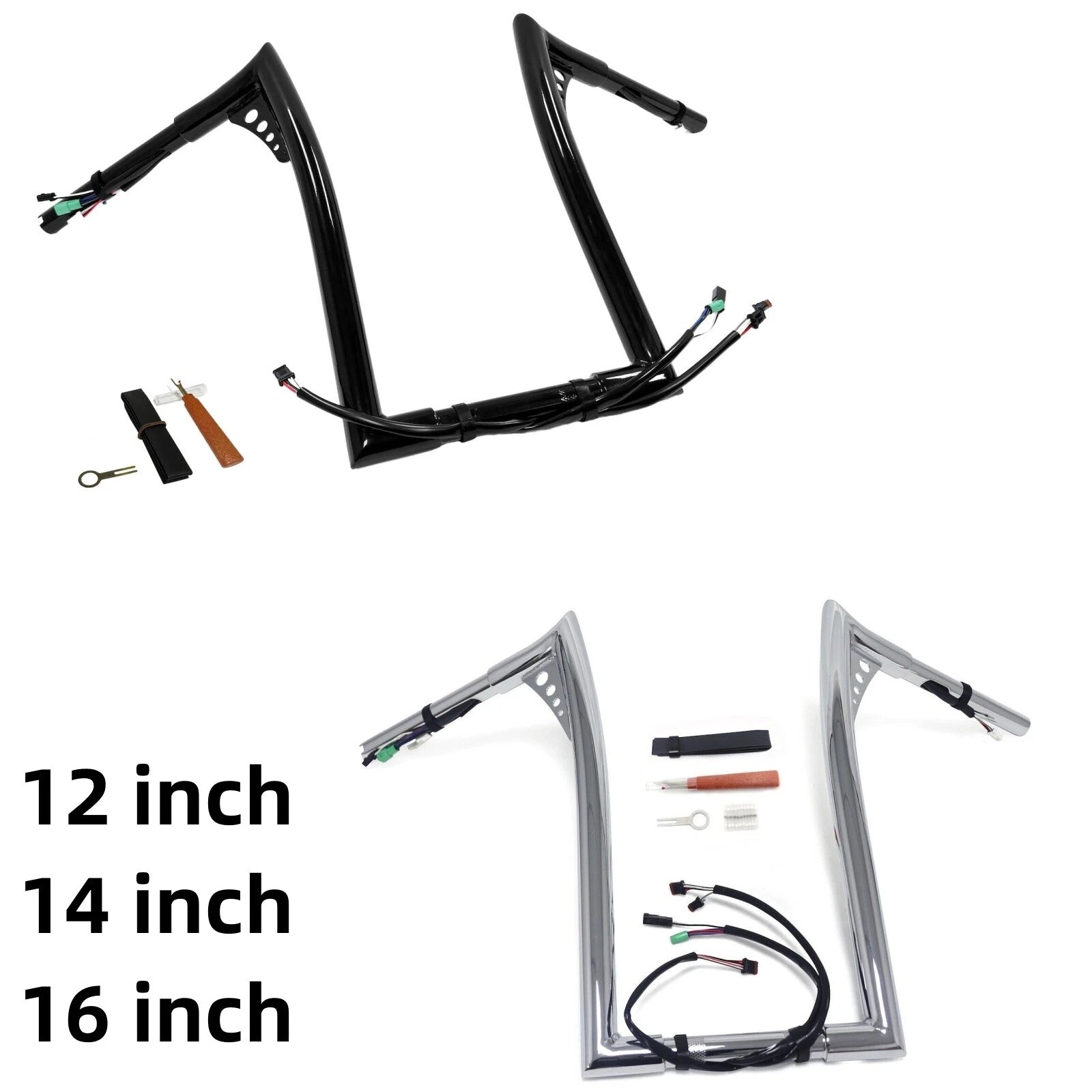 12" 14" 16" Prewired Ape Hanger Handlebar for Harley Road King FLHR FLHRC (2014–2015)