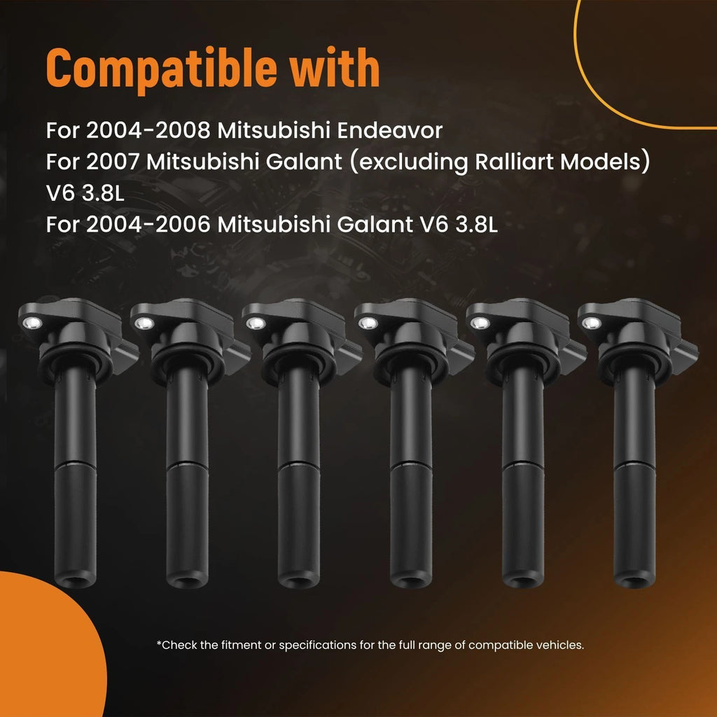 6 Ignition Coils for Mitsubishi Endeavor Galant 3.8L V6 (2004–2008) UF481 MN187373