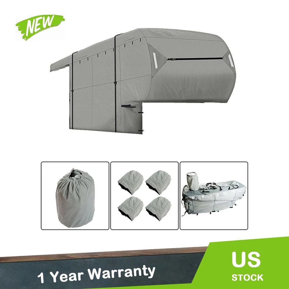 5th Wheel RV Cover for 26'-29' Campers (Waterproof, Gray)