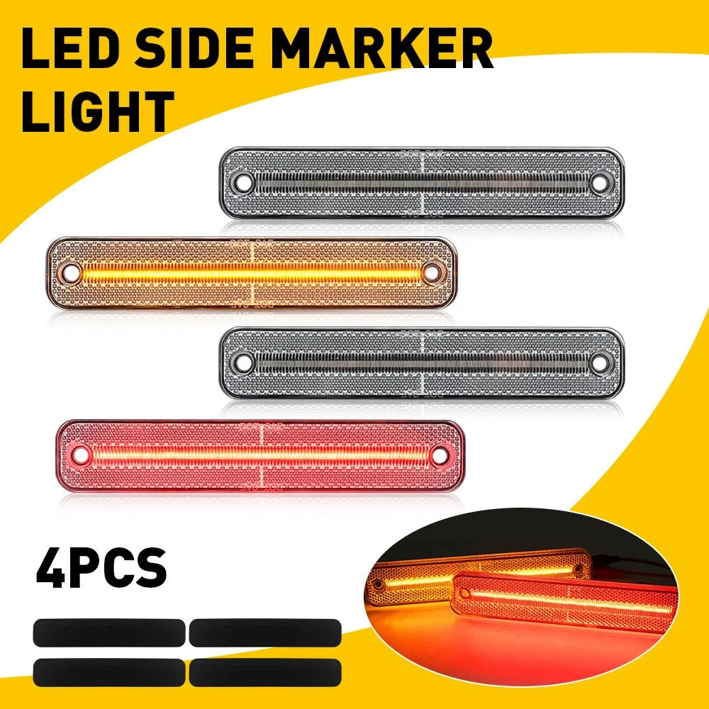 Set of 4 Clear Front Rear Side Marker Indicators for Ford F100 F150 F250 F350 (1973–1979)