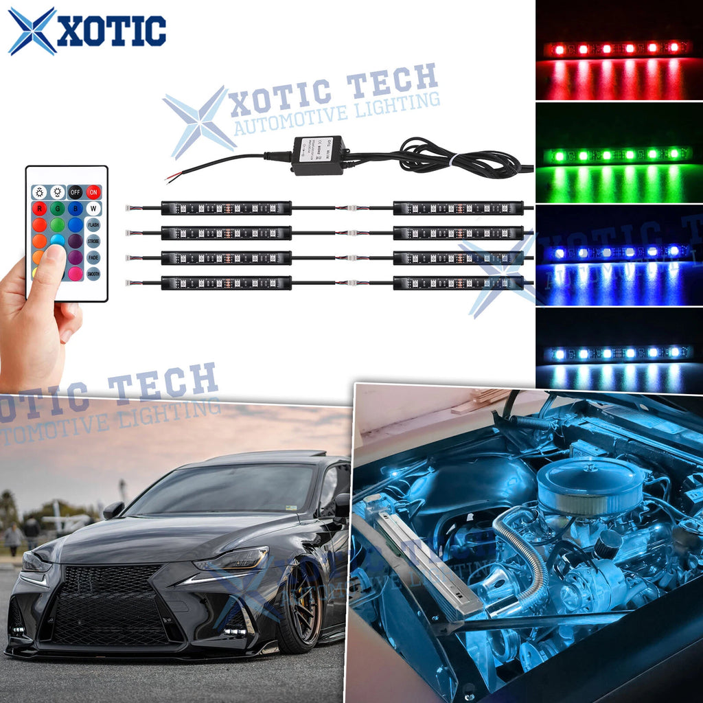8x 4.9" RGB LED Engine Bay Accent Strips for Lexus (2010–2021)