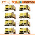 Set of 8 E Track Ratchet Tie Down Straps for Truck Trailer Cargo Van