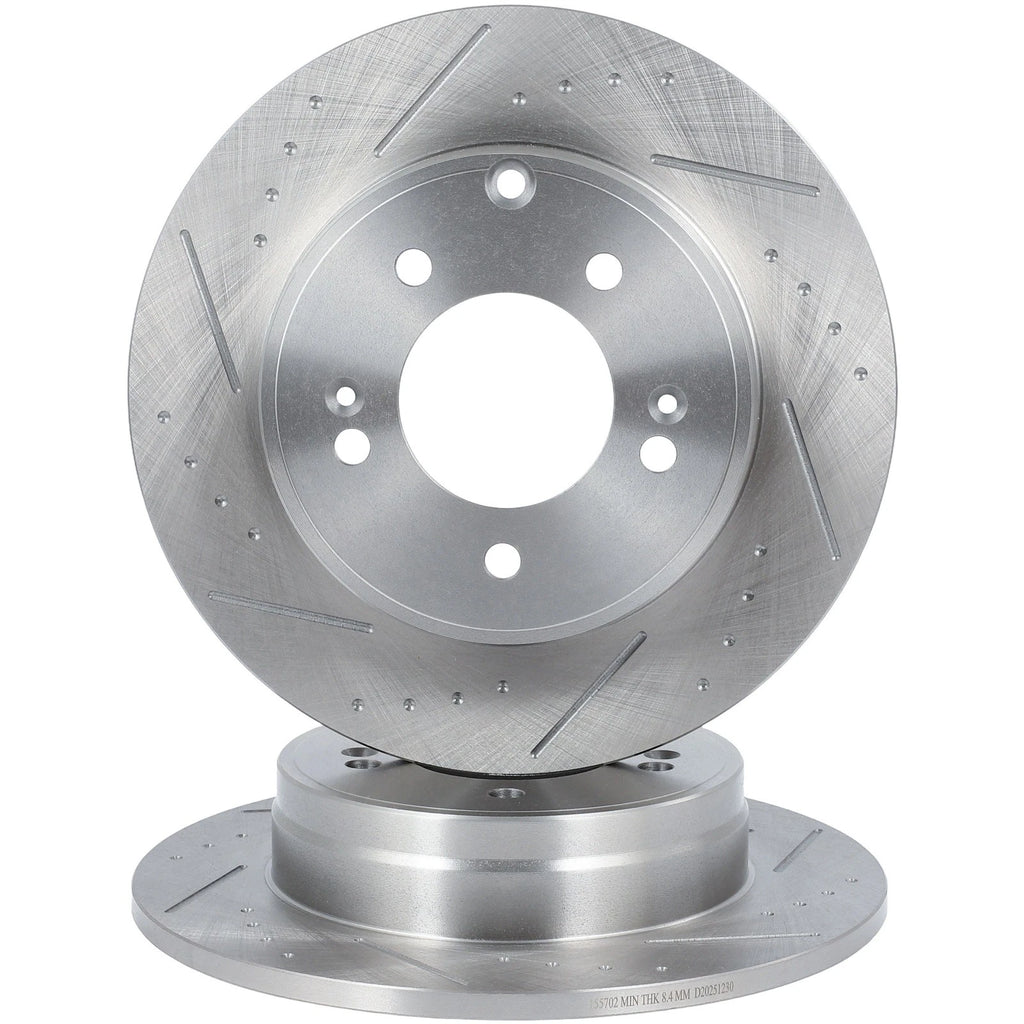 Rear Drilled & Slotted Brake Rotors for Hyundai Sonata (2014–2015) Kia Optima (2014–2015)