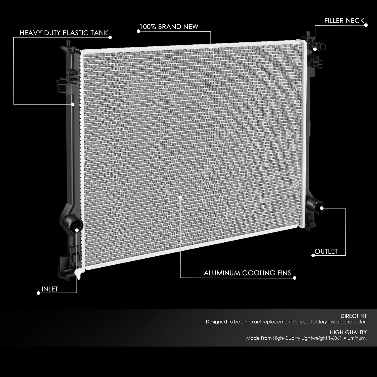 Aluminum Core Radiator DPI 13842 for Toyota Grand Highlander (2020–2026)
