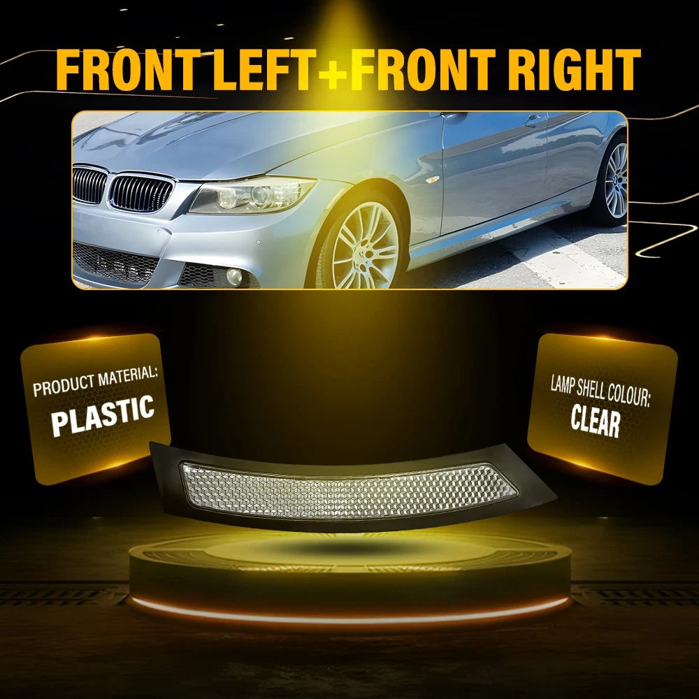 2X Clear Bumper Reflector Side Marker Light for BMW 3 Series (2007-2013)