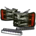 Smoked Housing Amber Corner Head + Bumper + LED Fog Light Kit for GMC Sierra (2007–2014)