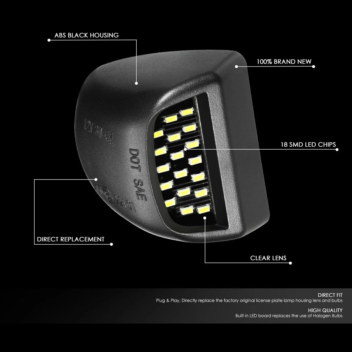 SMD LED License Plate Lights for Silverado Sierra Escalade (2001–2014)
