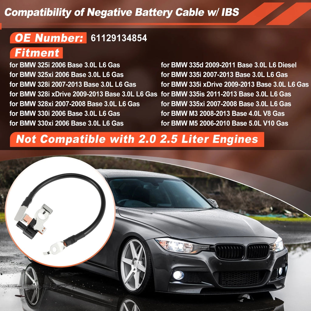 Negative Battery Cable with IBS for BMW 328i 335i 328xi 335d M3 M5 (2007–2013)