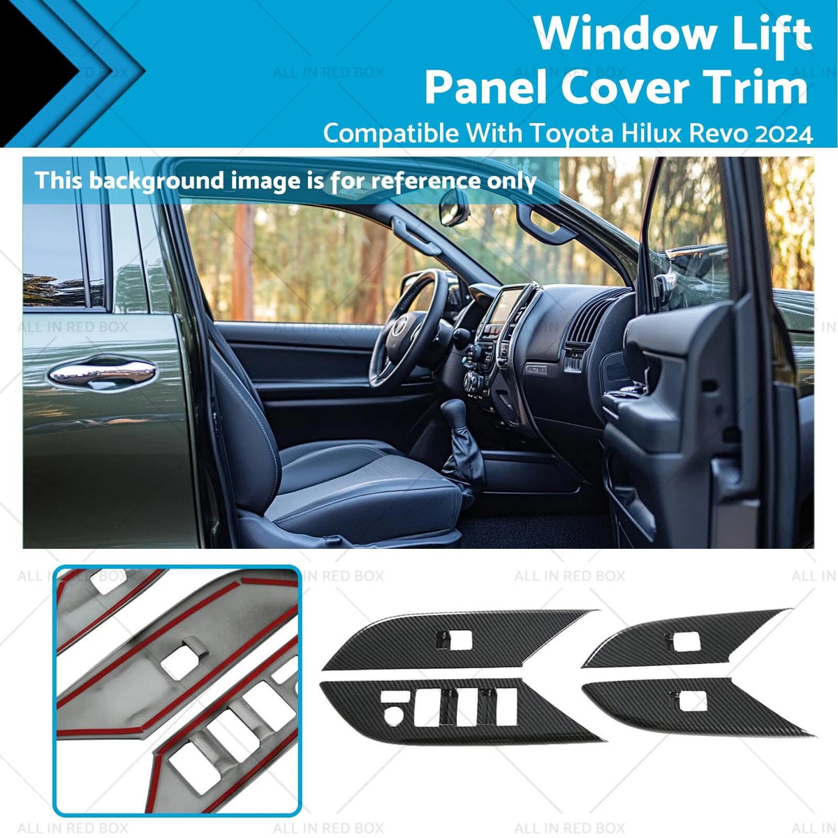 Set of 4 Window Lift Panel Cover Trim Stickers for Toyota Hilux Revo (2024)