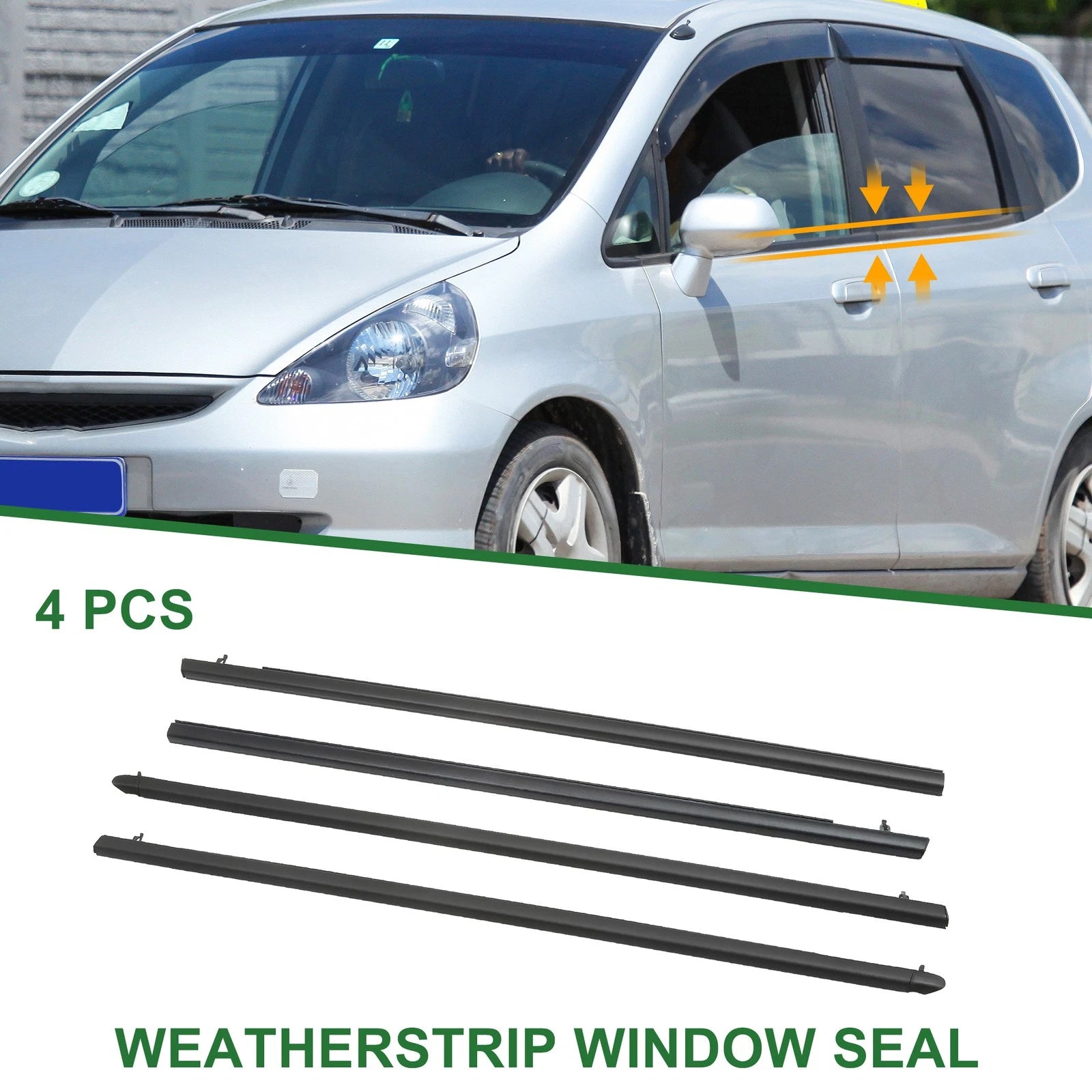 Set of 4 Weatherstrip Window Seal No.72450T5HH01 for Honda Fit (2015–2020)