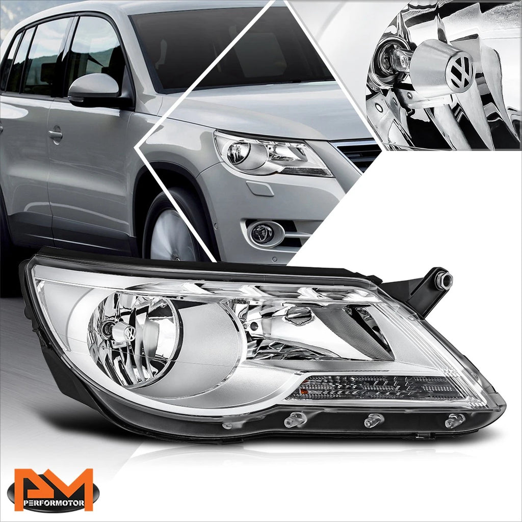 Right Side Headlight Lamp for VW Tiguan (2009–2011) OE Style Chrome Housing Clear Lens