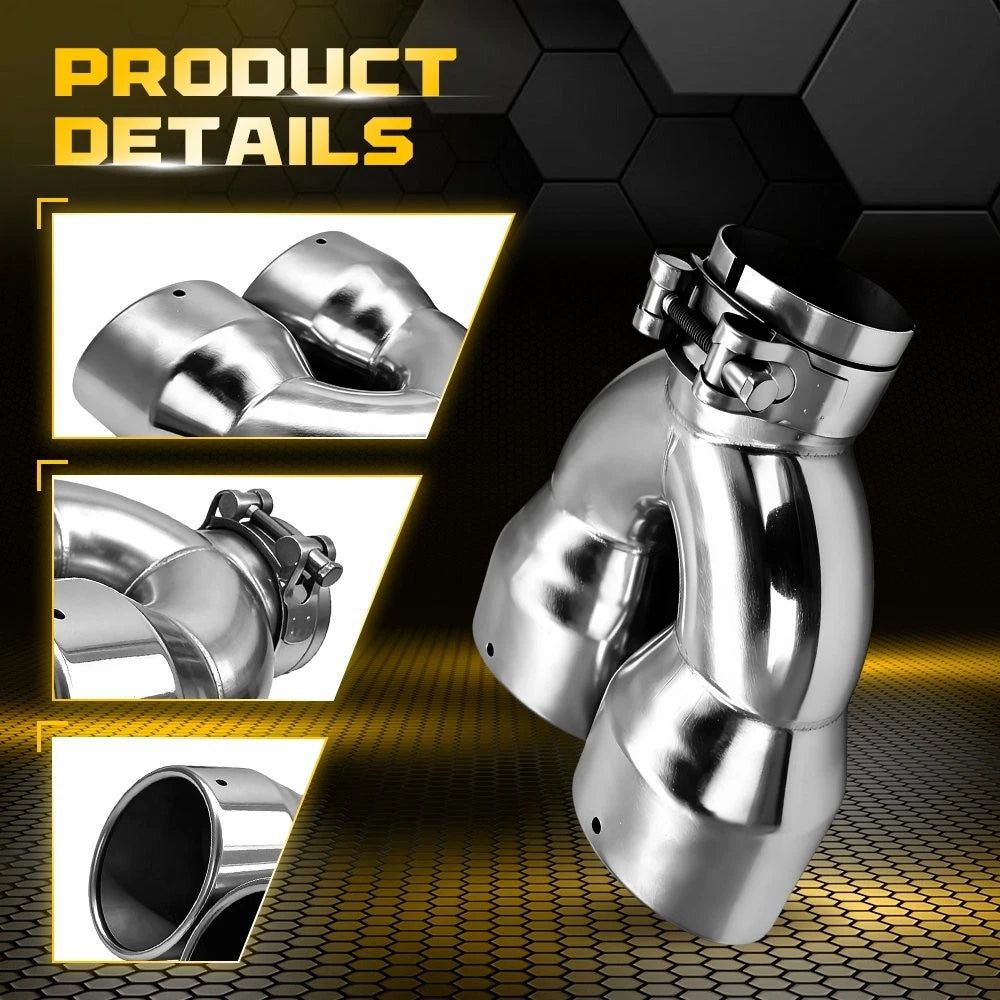 2.5" ID Dual Exhaust Muffler Tip for Universal Applications (Chrome)
