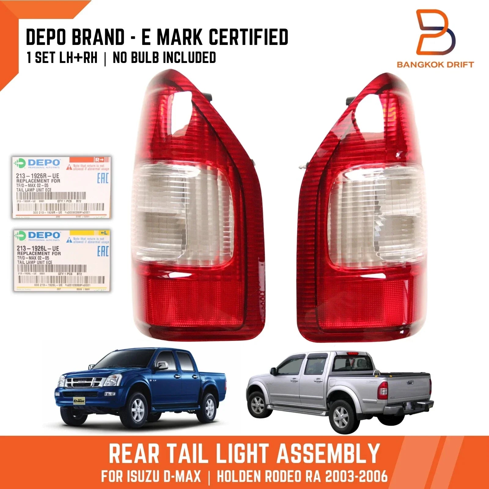 DEPO Emark  Tail Light Rear Lamp for Holden Rodeo Ute (2002-2007)