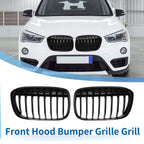 1 Pair Front Upper Bumper Grille for BMW X1 F48 (2016–2022) Gloss Black