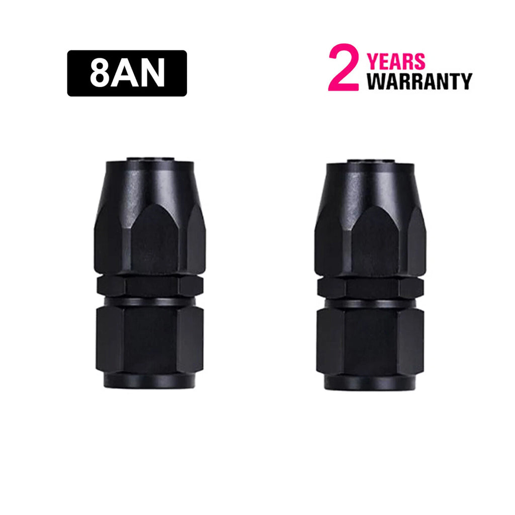 2X 8AN Straight Swivel Hose End Fitting for CPE Oil Fuel Line (Aluminum Black)