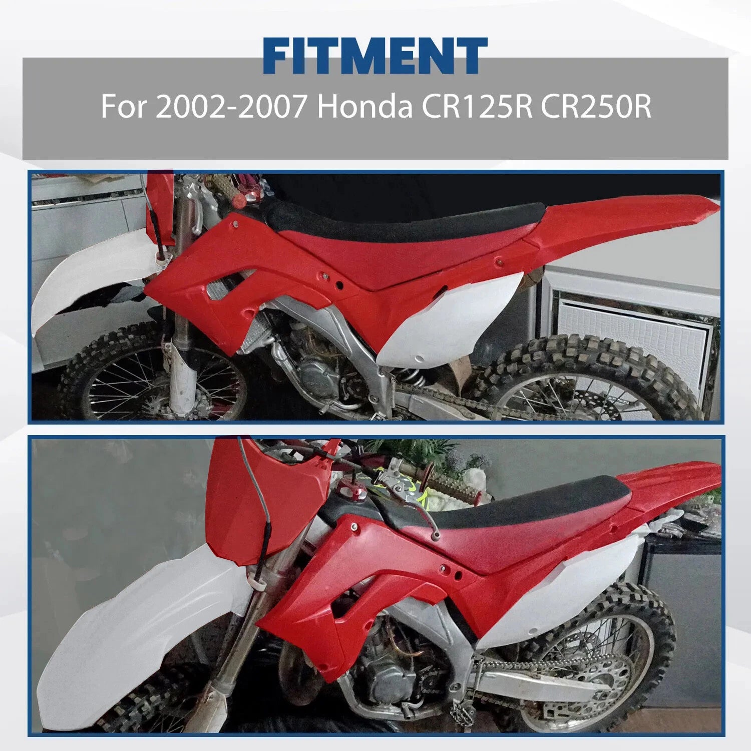 Bodywork Fairing Kit for Honda CR125R CR250R (2002–2007) - Red & White