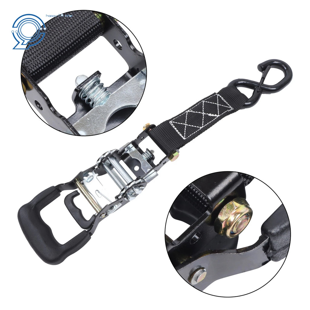 Set of 4 Heavy Duty Ratchet Straps 1.6" x 8' (5208lb Break Strength, Black)