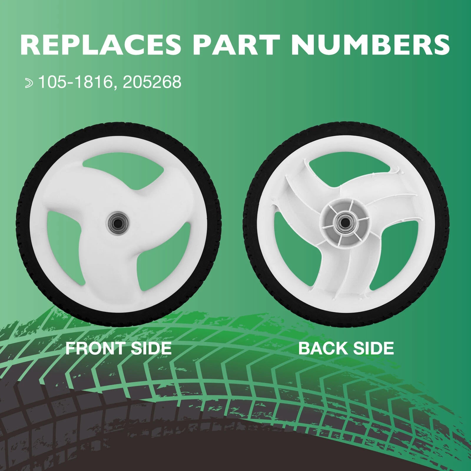 Set of 2 Rear Lawn Mower Wheels for Toro Recycler (20012–20019) 105-1816 205-268