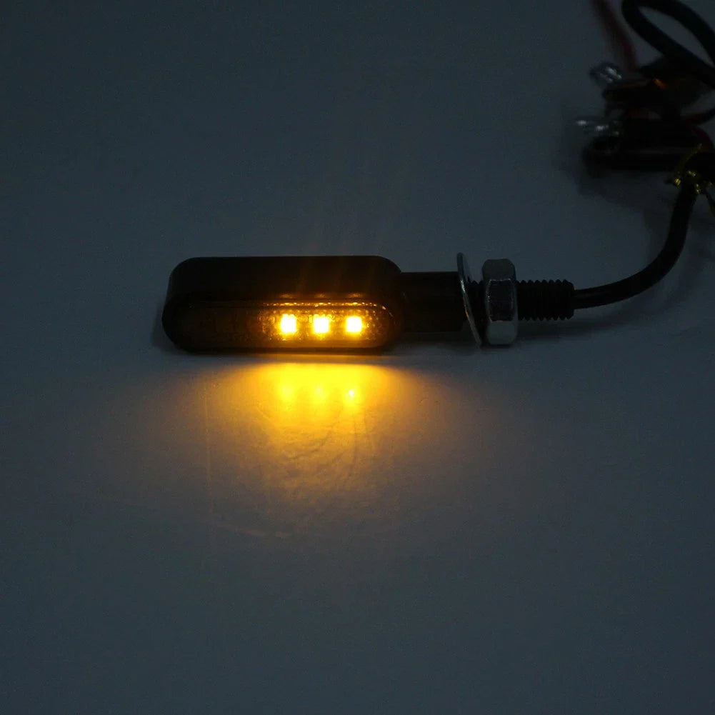 4x LED Mini Turn Signal Lights Amber for Cafe Racer Bobber