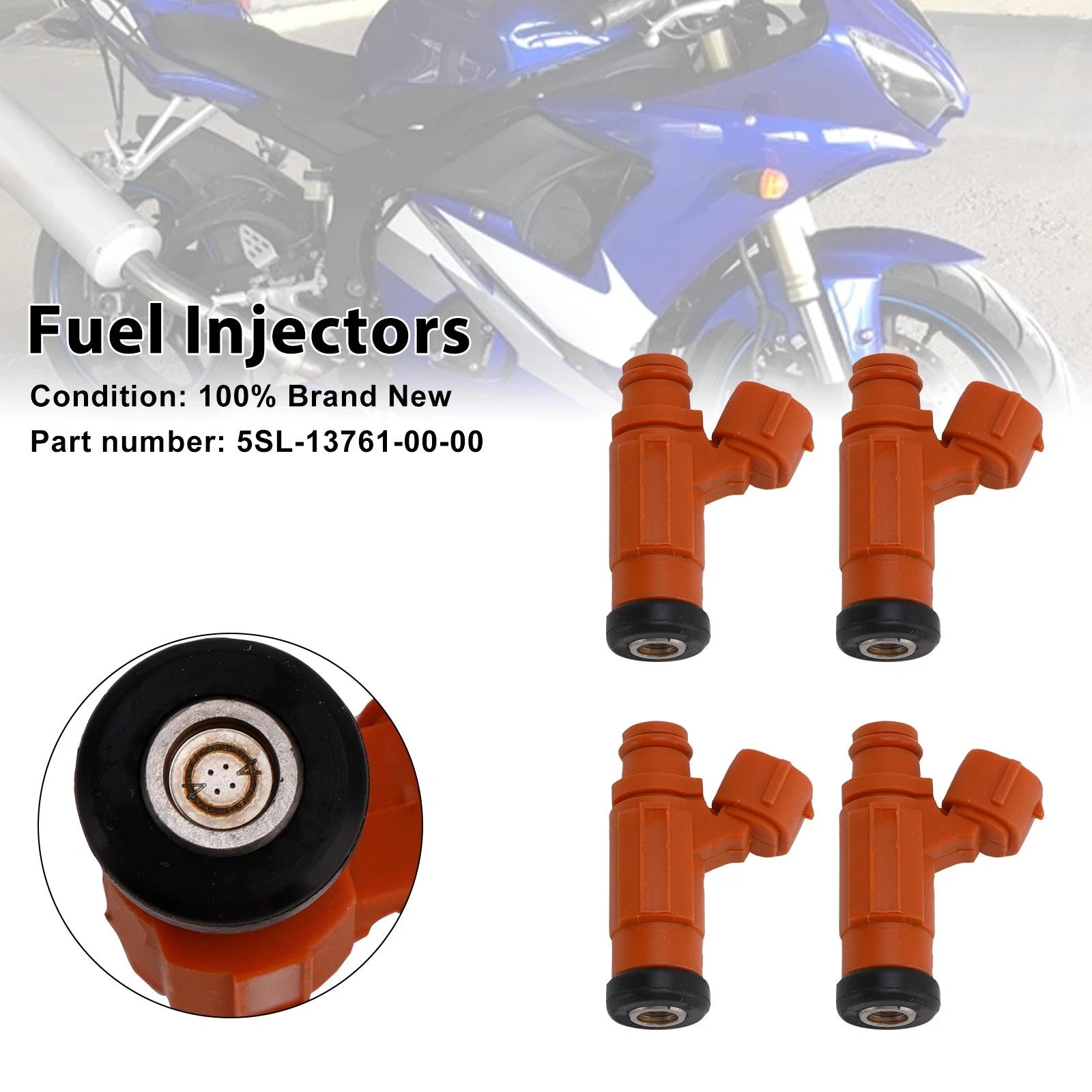 Set of 4 Fuel Injectors 5SL-13761-00-00 for Yamaha YZF-R6 (2003–2009)