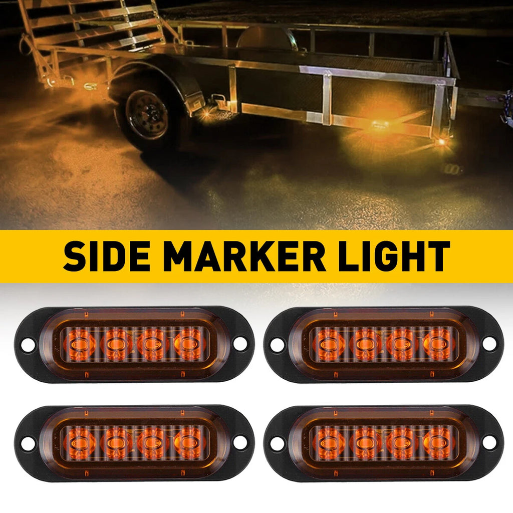 Set of 4 LED Marker Side Amber Lights for Trailer