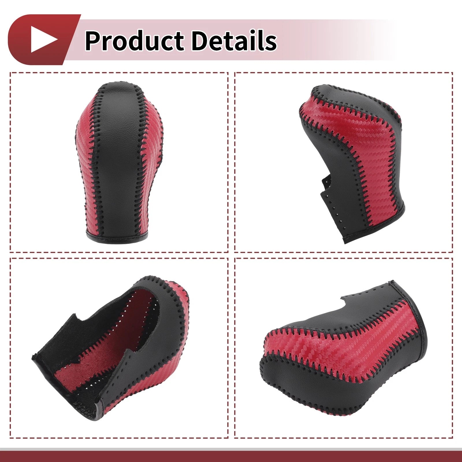 Gear Shift Knob Cover for Nissan Maxima (1 Pc, Black Red Faux Leather)