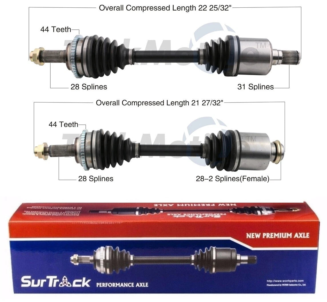 Set of 2 Front CV Axle Shafts for Ford Fusion Lincoln MKZ (2006–2012)