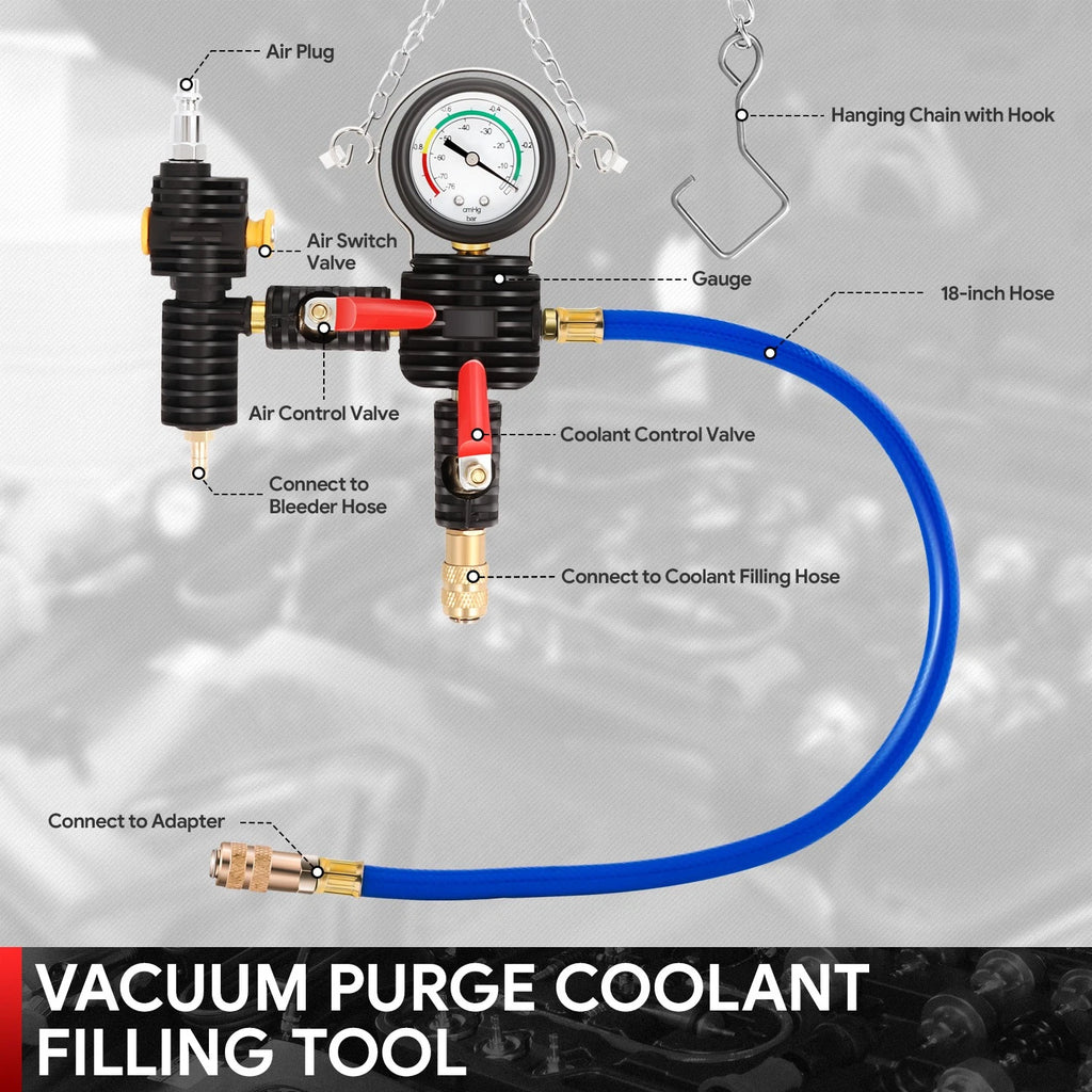 28Pcs Radiator Pressure Testing Pump with Hose for Car Pickup SUV