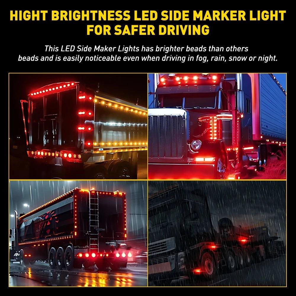 10x 3/4" Red LED Strobe Marker Lights w/Bezels for Bus Van (12V)