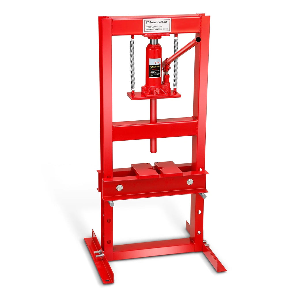 Adjustable Steel H-Frame Hydraulic Floor Press for Garage (13200lbs, 6 Ton)