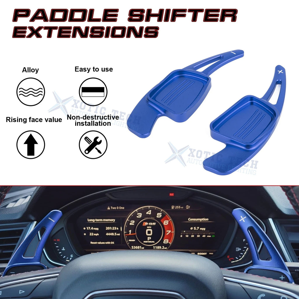 Blue Aluminum Paddle Shifter Extension Kit for Audi A3-A5 (2015-2018)