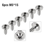 Set of 6 Titanium M5x15mm Torx Head Self Tapping Screws