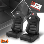 Pair of Reclinable Racing Bucket Seats for J2 Engineering (38" H x 21" W x 23" D)
