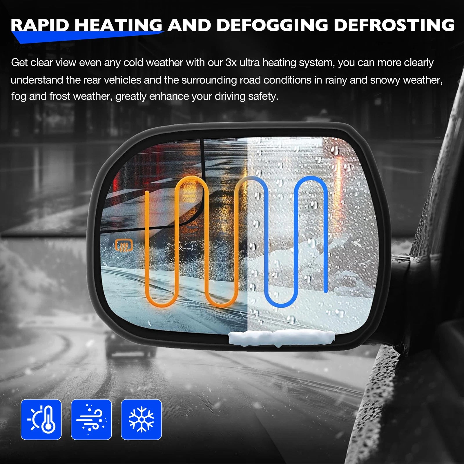 Left Driver Side Convex Mirror Glass w/ Power Heated for Toyota Sienna (2014–2020)