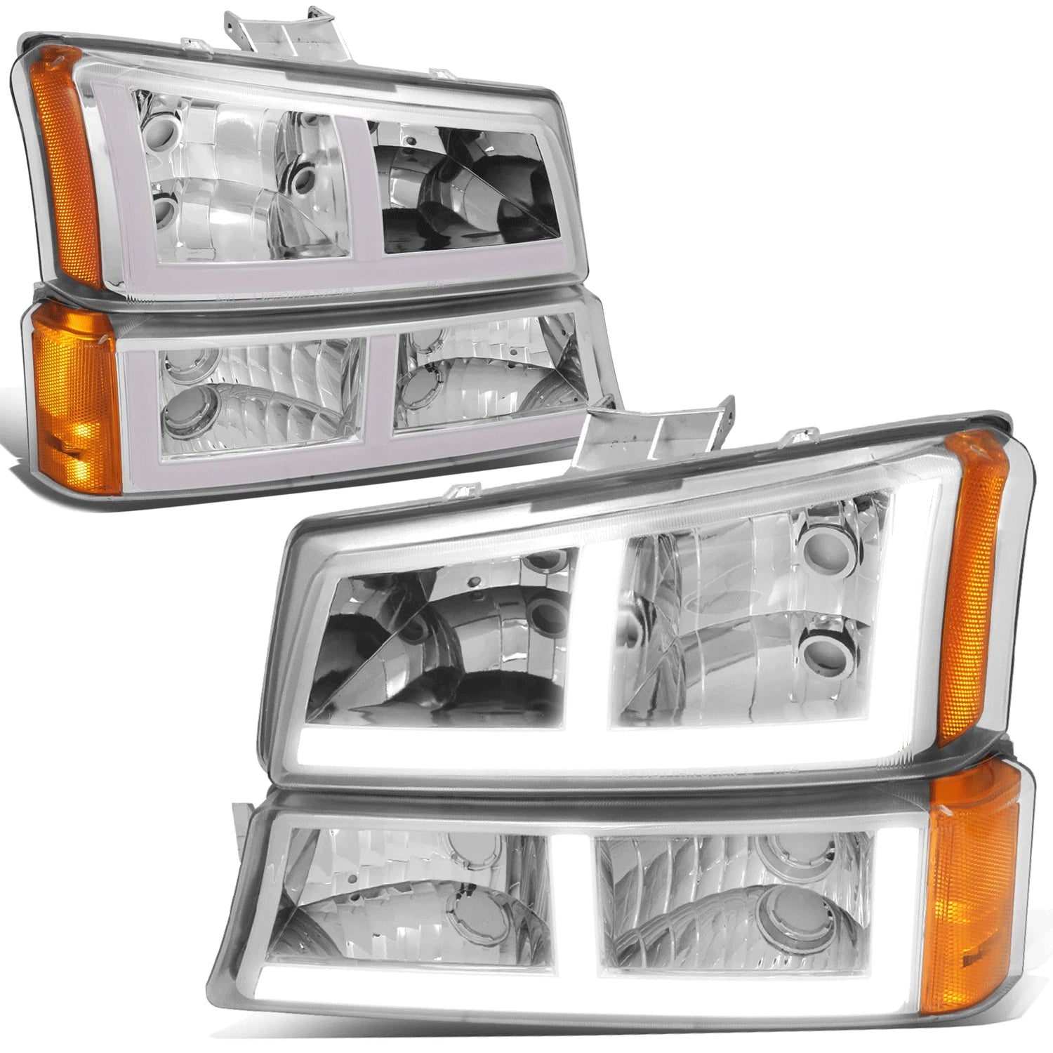 LED DRL Headlights + Bumper Lamps for Silverado 1500 2500 3500 (2003–2007)