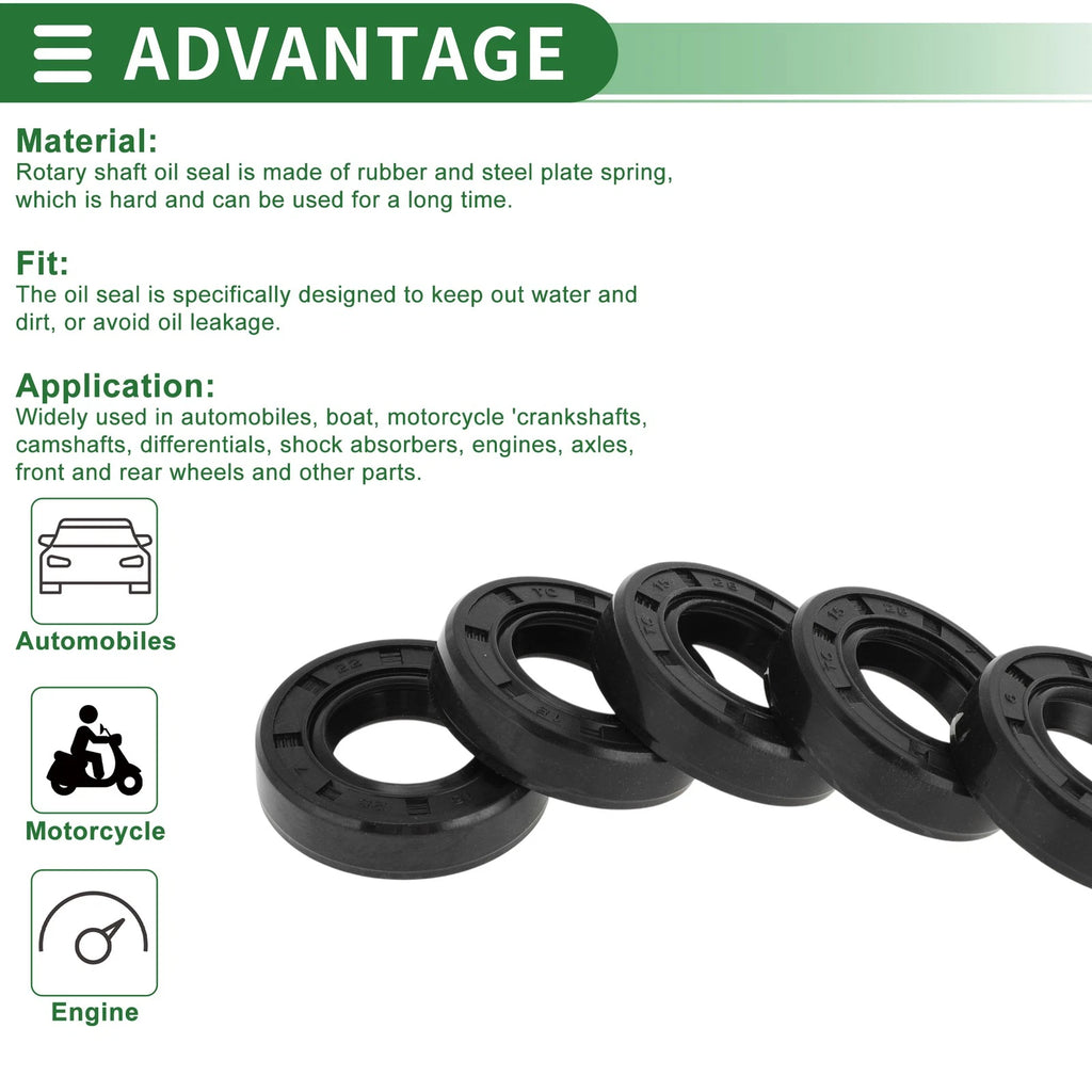 Set of 5 Oil Seal Rotary Shaft Seal NBR Rubber 15x28x7mm