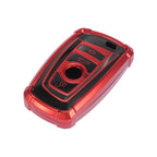 Car Key Fob Cover for BMW 1 2 3 4 5 6 7 Series (TPU Black Red)