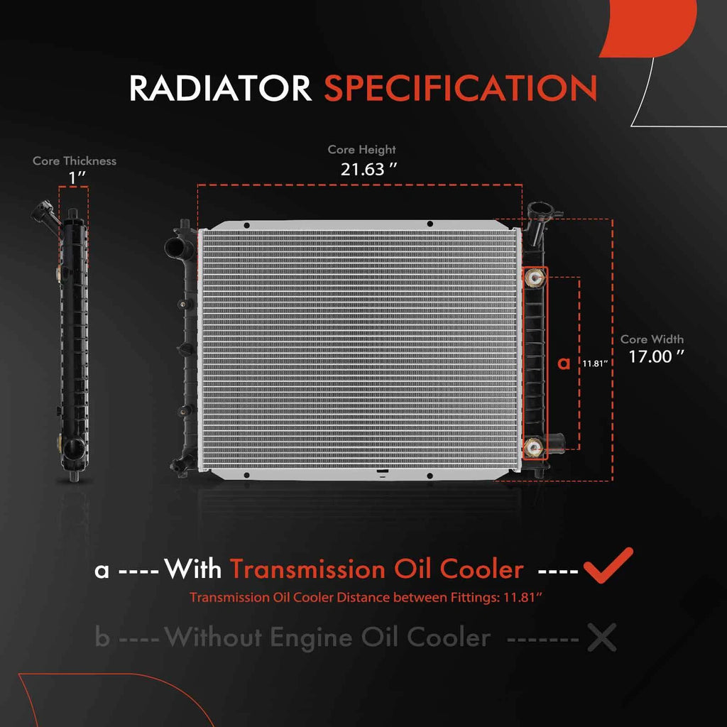 Radiator with Oil Cooler for Ford Escort (1991–2002) Mercury Tracer (1991–1999)