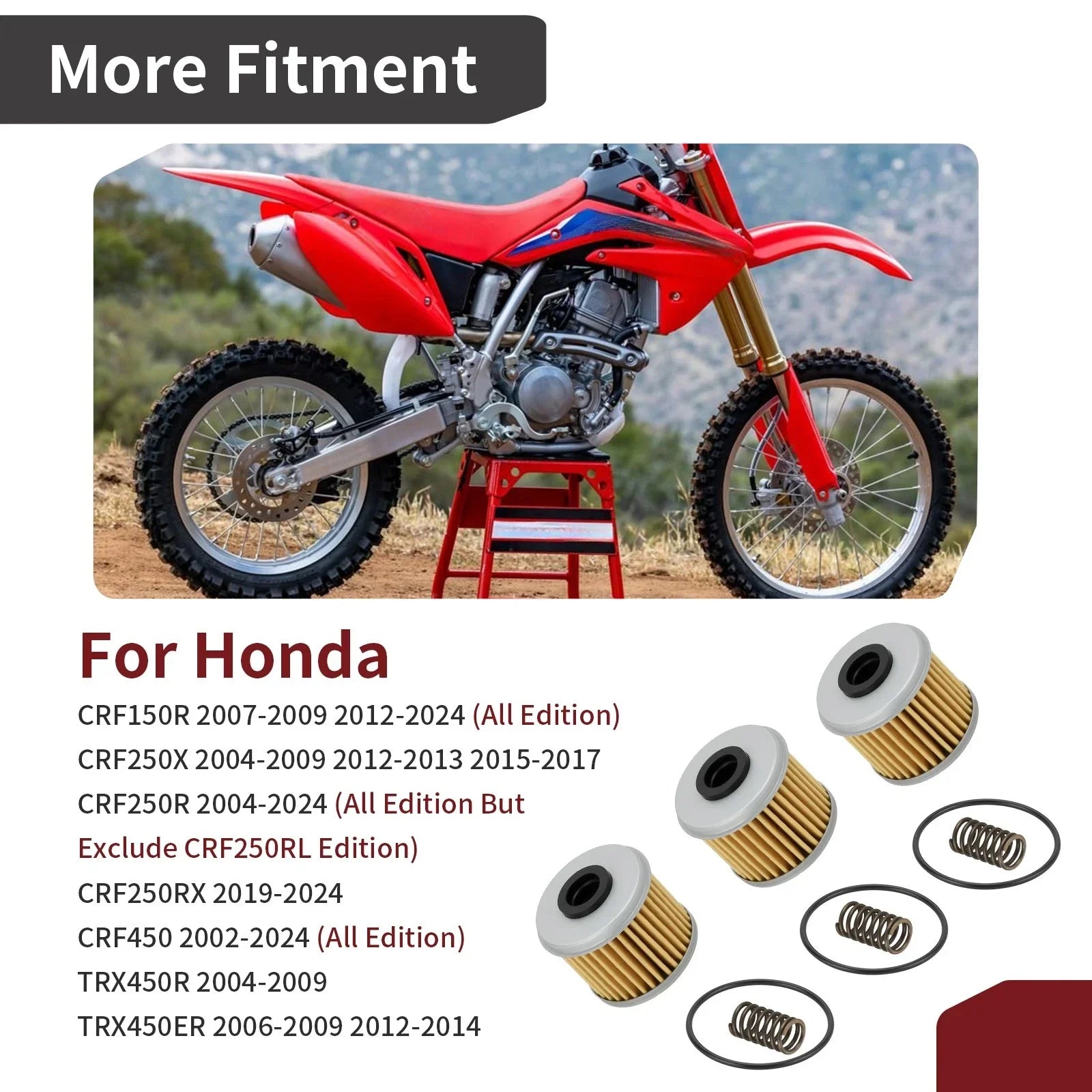 3x Oil Filter w/ O-Ring Spring for Honda CRF450L/CRF450R-S/CRF450RL (2002–2024)