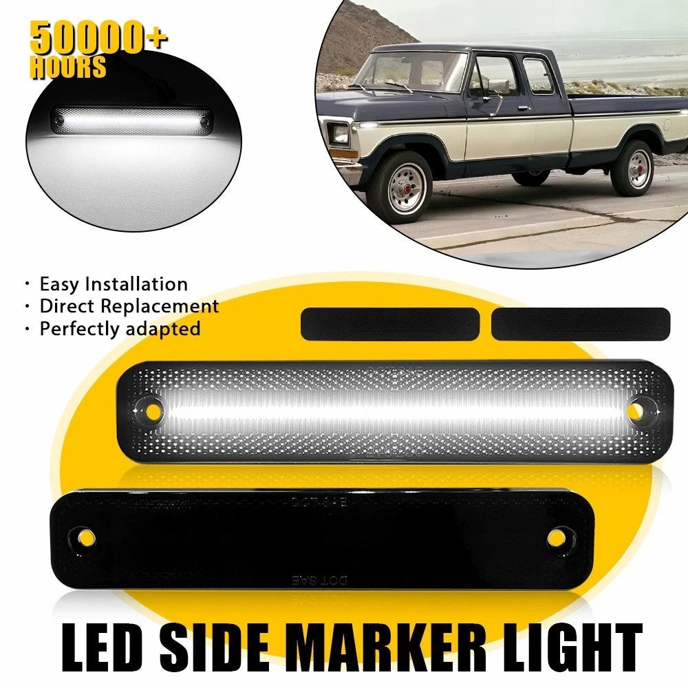2X Smoked Lens Side Marker Signal Turn Light for Ford Bronco/F-Series/E-Series (H)