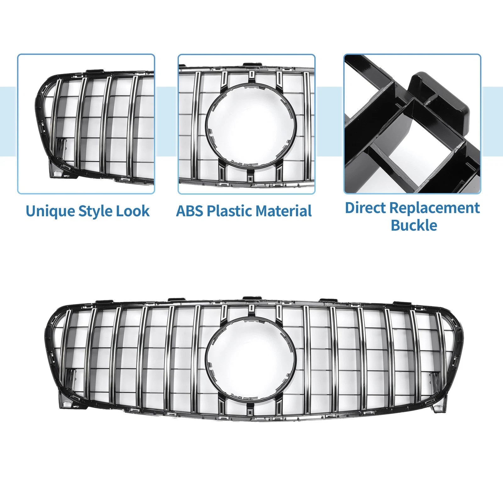 Front Upper Bumper Grille for Mercedes-Benz GLA Class (2015–2020) Chrome