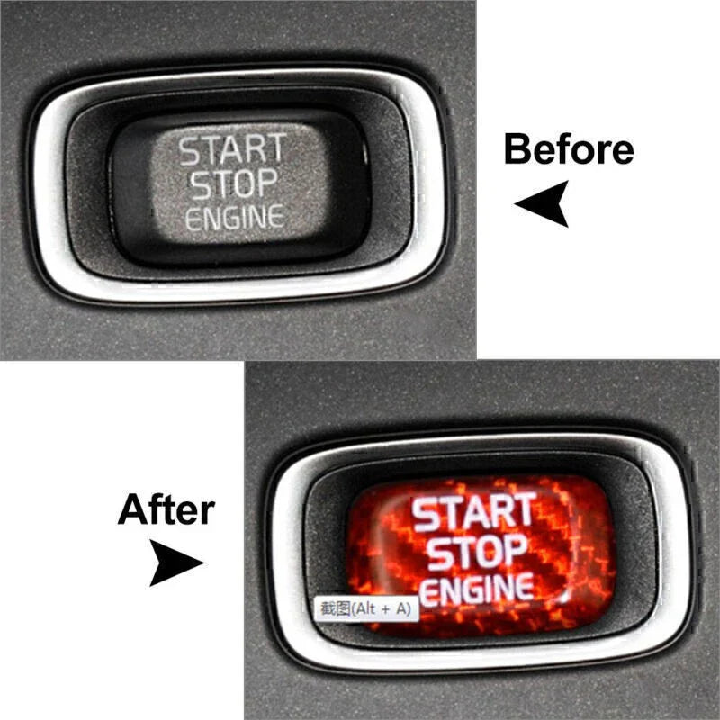 Carbon Engine Start Stop Button Sticker for Volvo V40 V60 S60 S80 XC60