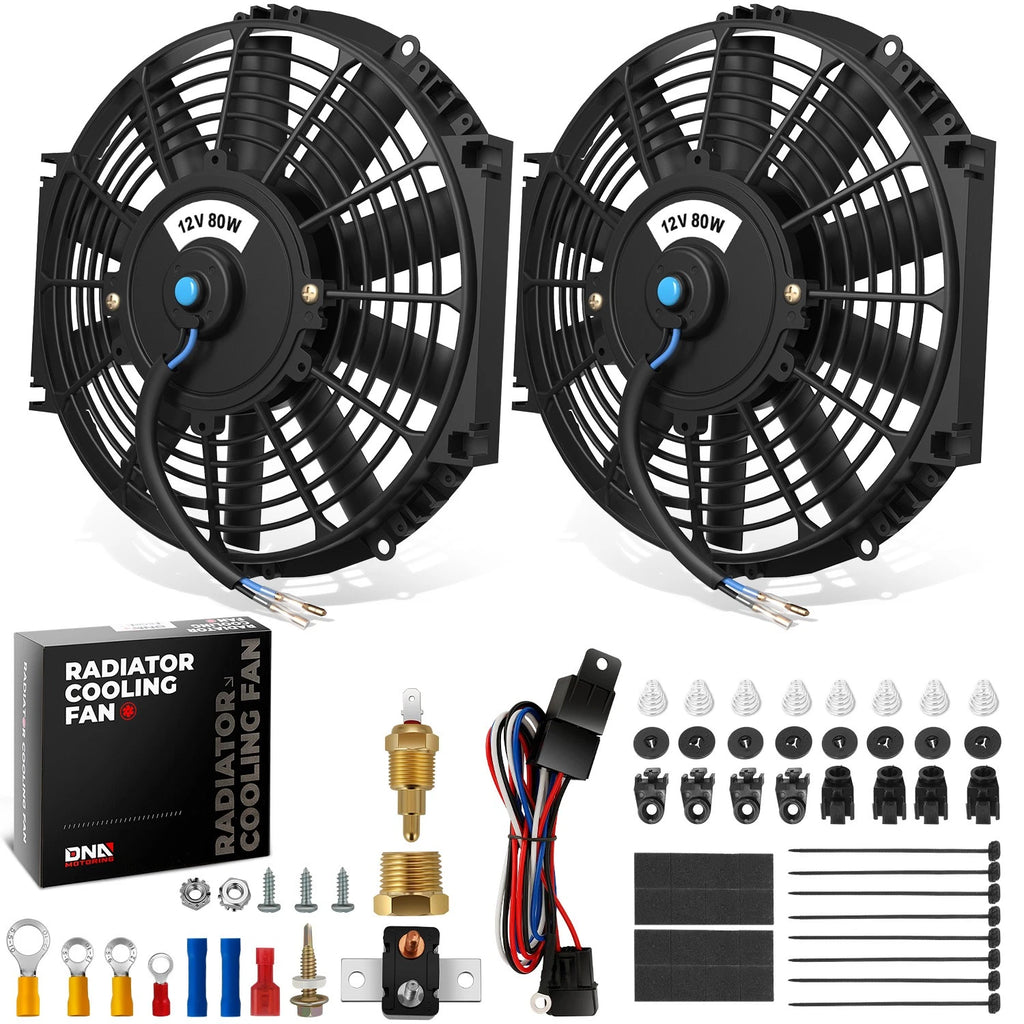 2X 12" 1550CFM Slim Electric Radiator Fan Relay Kit for Universal Fit