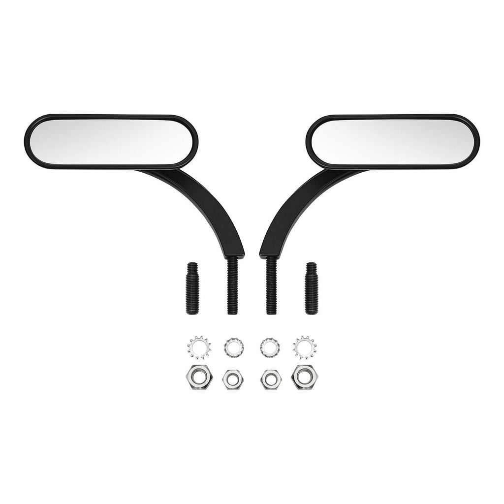 Black Mini Oval Rear View Mirrors for Harley Touring Dyna Sportster Softail